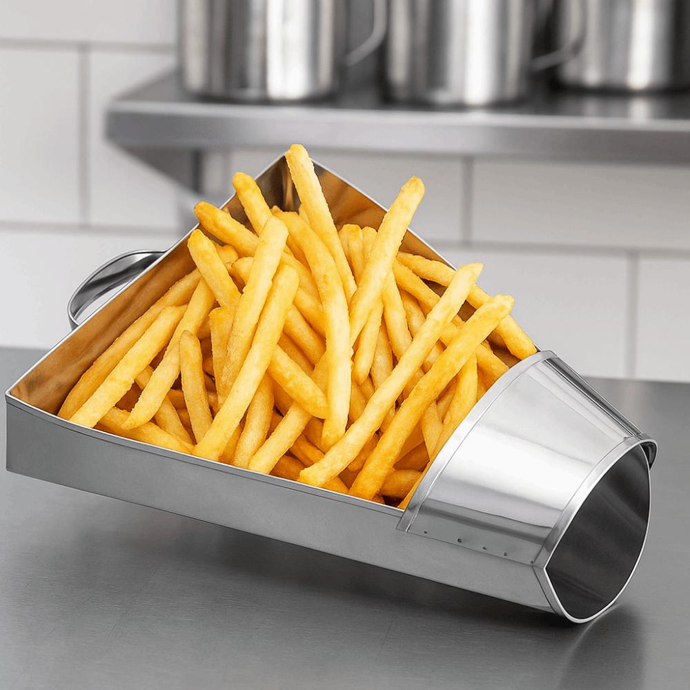 Imbuto in Acciaio Inossidabile Secchio Triangolare con Manico Palettine per Cibo Paletta per Patatine Fritte Utensili da Cucina