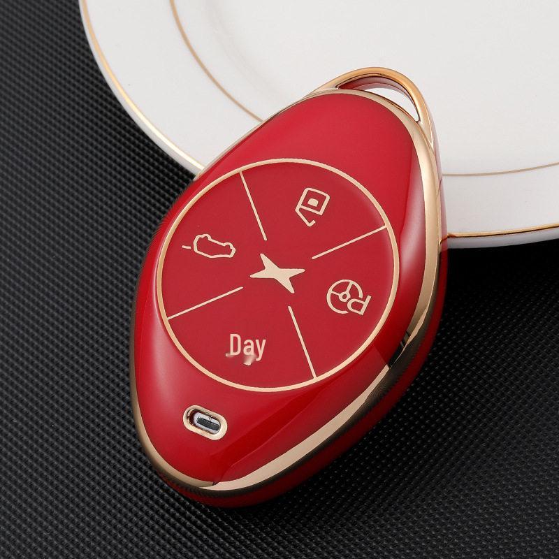 Gold-Edged Key Shell for Xiaopeng P7 2021 & G3 2020 - Fashionable Unisex Car Key Cover