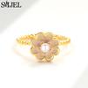 SMJEL Luxury Crystal Anxiety Relief Spinning Fidget Rings for Women Cute Sakura Daisy Rose Flower Rotating Ring Anti Stress Gift