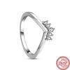 925 Sterling Silver Rings Feather Heart Pavé Sparkling CZ Round Lucky Rings for Women Charms Jewelry