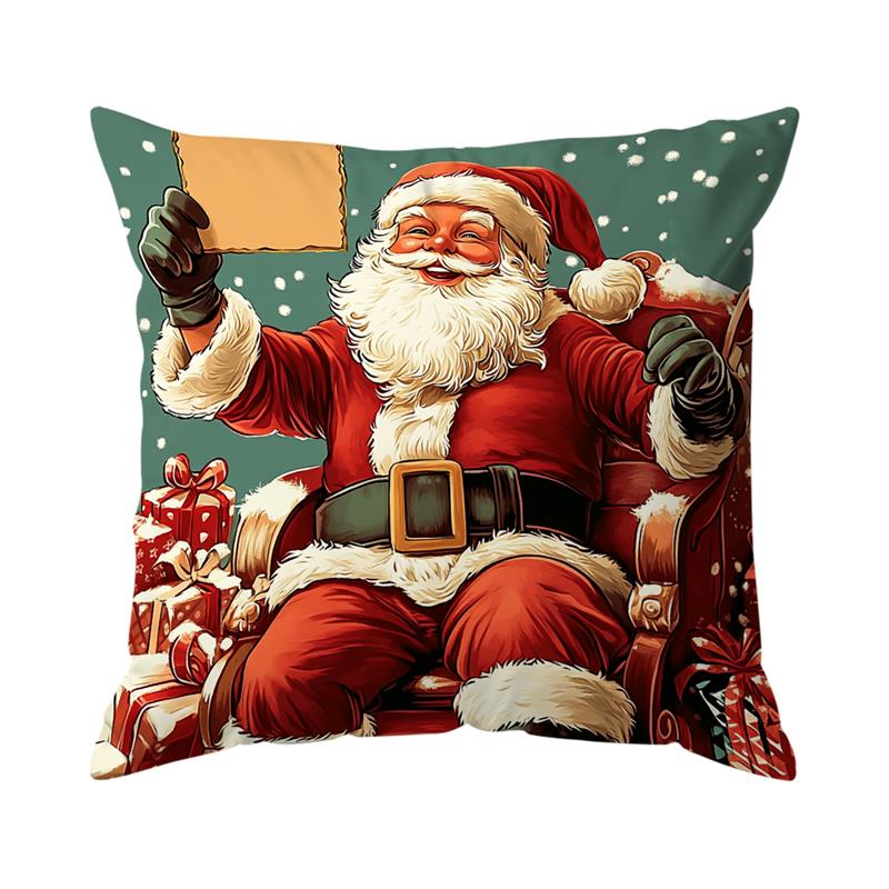 Vintage Christmas Decor Cushions Pillowcase Printed Polyester 45X45Cm Throw Pillow Cover Decorative Sofa Cushion Pillowslip