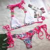 Dżetów diamentowe nadruki bikini wiązane na szyi damski strój kąpielowy damskie stroje kąpielowe dwuczęściowy zestaw bikini kąpiący strój kąpielowy pływać