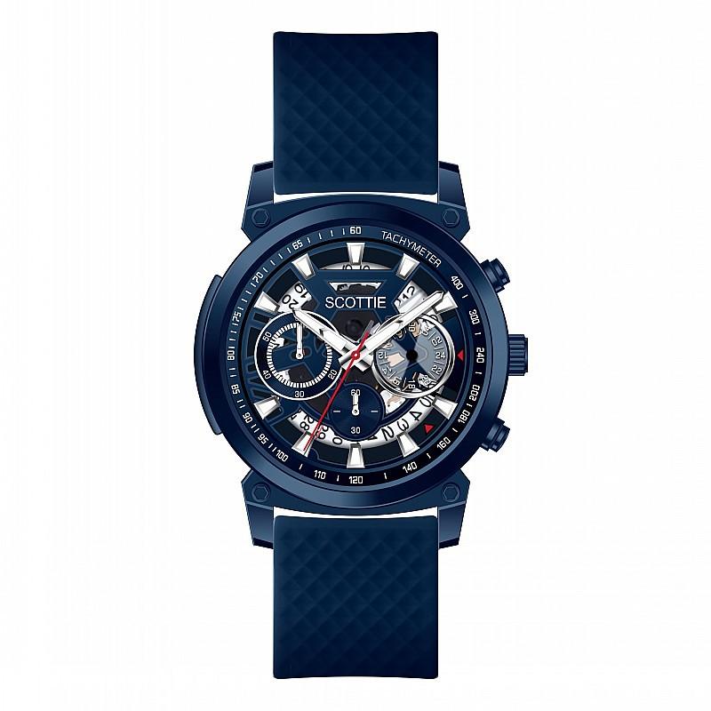 Fashion Large Dial Personalized Watch Men'S Rubber Belt Calendar Temperament Three-Eye Multi-Function Men'S Watch