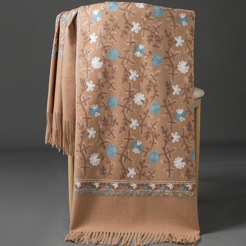 Chinesischer roter bestickter Schal/Umhang mit Kaschmir-Haptik für Damen – Herbst-/Winter-Cheongsam, Sommeroberbekleidung, Mehrzweck-Stil.