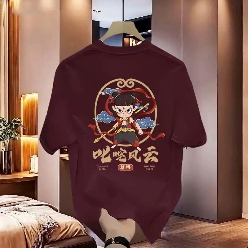 

2025 летние футболки из чистого хлопка для женщин с милым мультяшным принтом в стиле хип-хоп, повседневная футболка в стиле Харадзюку, свободные, с коротким рукавом, белые топы y2k 3XL коричневый