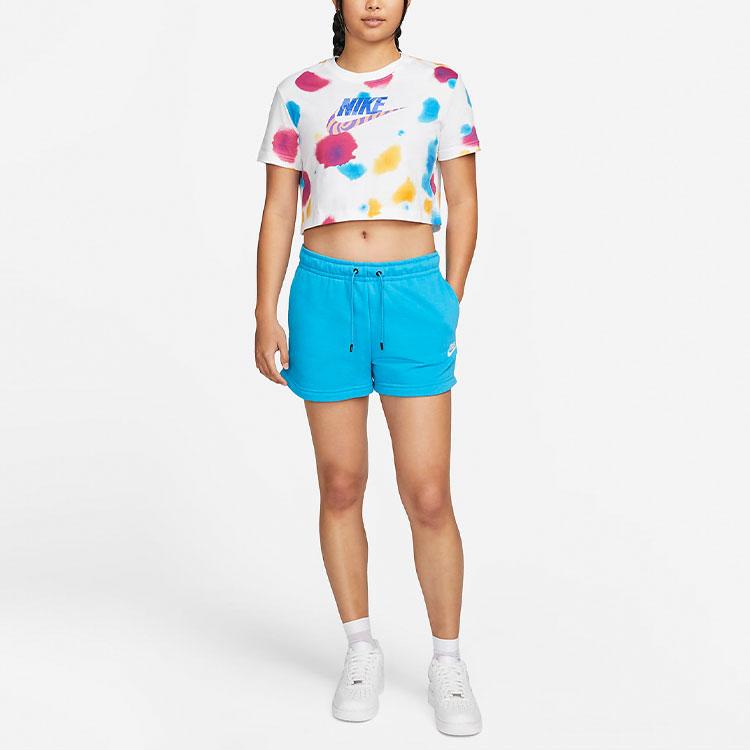 Nike Logo Print Short Sleeve Crop Top T-Shirt Women Tops White DQ3152-100