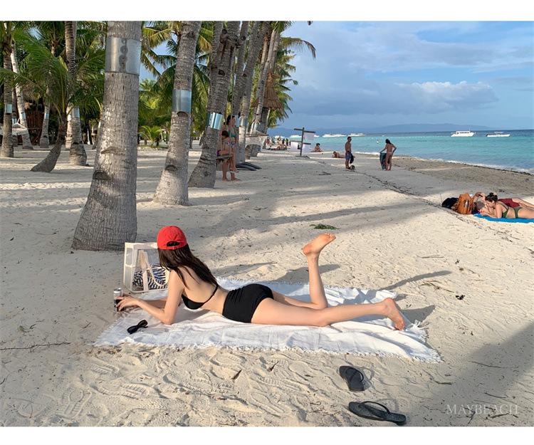 Women's Sexy Halter Tie Solid Color High Waist Bikini Swimsuit