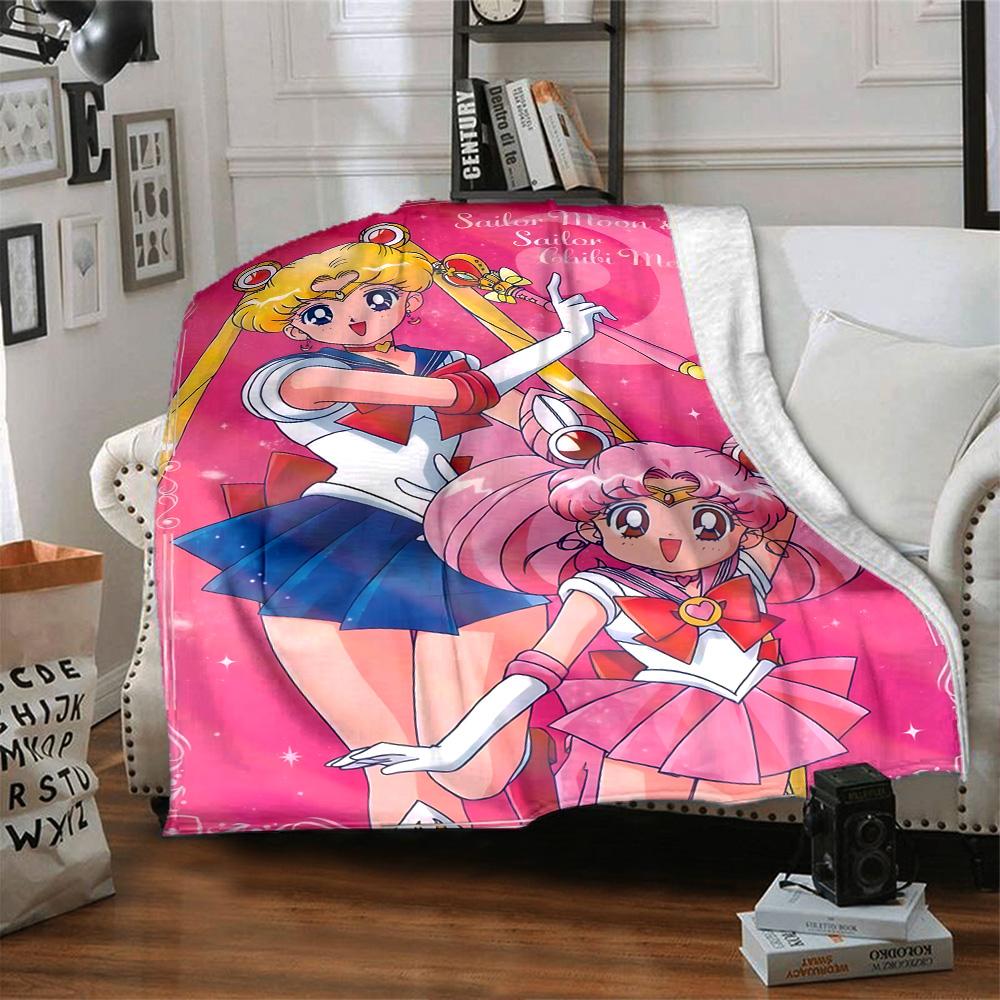 1pc Sailor Moon Adventure Flannel Blanket for Super Soft Cute Comfort Blanket for Travel Bedding Couch Sofa Blanket Y73022