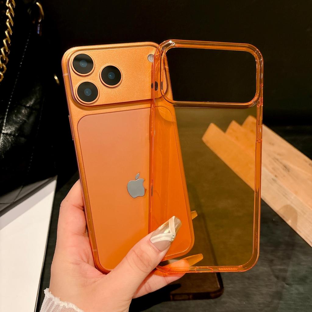 Ultra Thin HD Clear Hard PC Orange Color Phone Case For For Iphone 17 Pro Max Slim Transparent Solid Color Shockproof Armor Cover