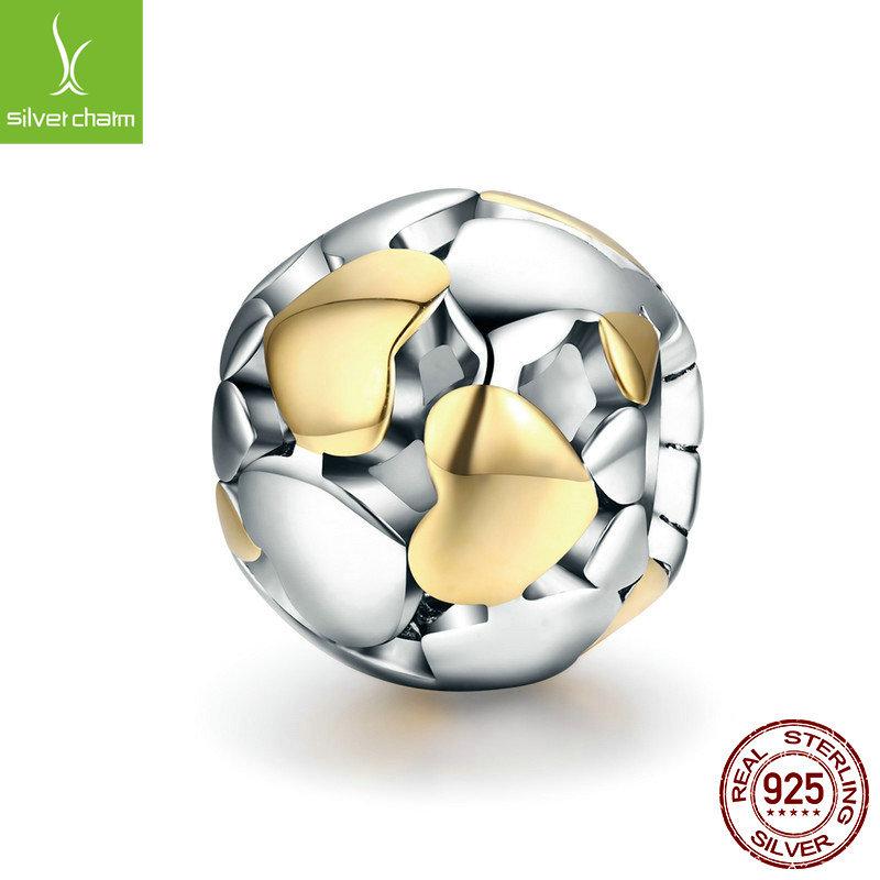 Vergoldetes 925er Sterlingsilberarmband mit Perlen-Accessoires, Love Bee DIY-Perlenanhänger.