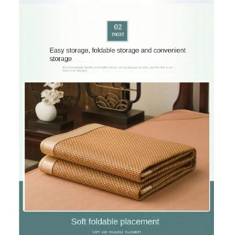 Rattan Mat Summer Two-sided Thickened Rattan Mat Bedding Folding Natural Ice Silk Mat Smooth Cool Breathable Easy To Store Clean