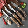 1pc Angular Handle Multi-Functional Knife-Damascus Pattern Blade Knife with Sheath Cover,Ideal for Meat Fruit Cuttin and Carving