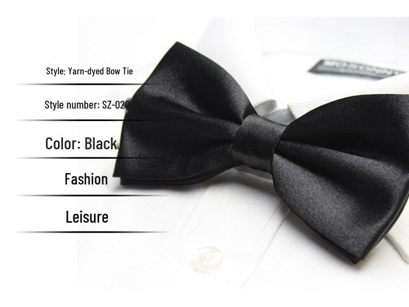 Solid Color Formal Wedding Bow Tie for Men - Customizable Logo and Multi-Color Options