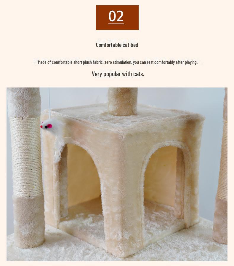 Best-Selling Large Wooden Cat Climbing Frame with Multi-Layer Scratching Platform - Top-Quality Pet Toy