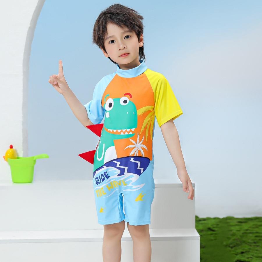 Children's Cartoon One-Piece Swimsuit - Quick-Dry, Sun Protection for Boys