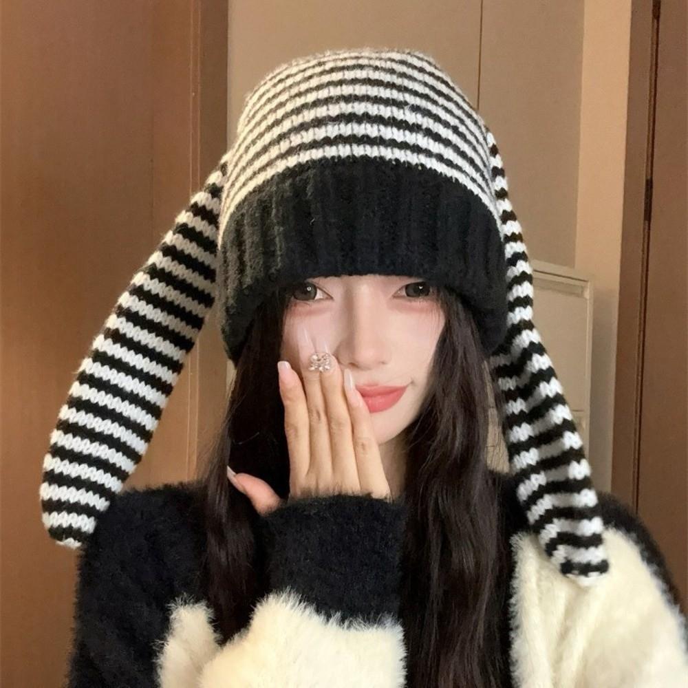 Long Ear Rabbit Ears Hat Keep Warm Ear Protection Hat New Crochet Knitted Hat Autumn Winter