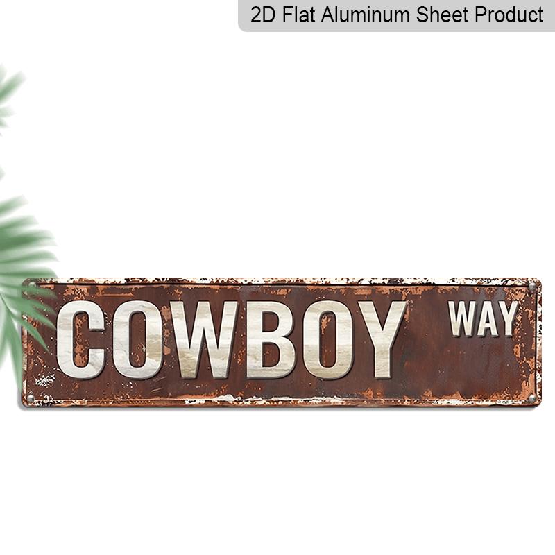 2D Flat 1pc, 15.7×3.94inch Vintage Cowboy, Aluminum Decorative Sign, Rustic Aluminum Wall Plaque for Home, Street, Shop, Garage, Bar, Farm