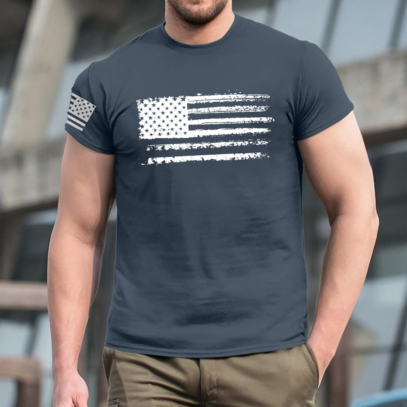 

Мужская модная футболка, уличная повседневная одежда с коротким рукавом M синий