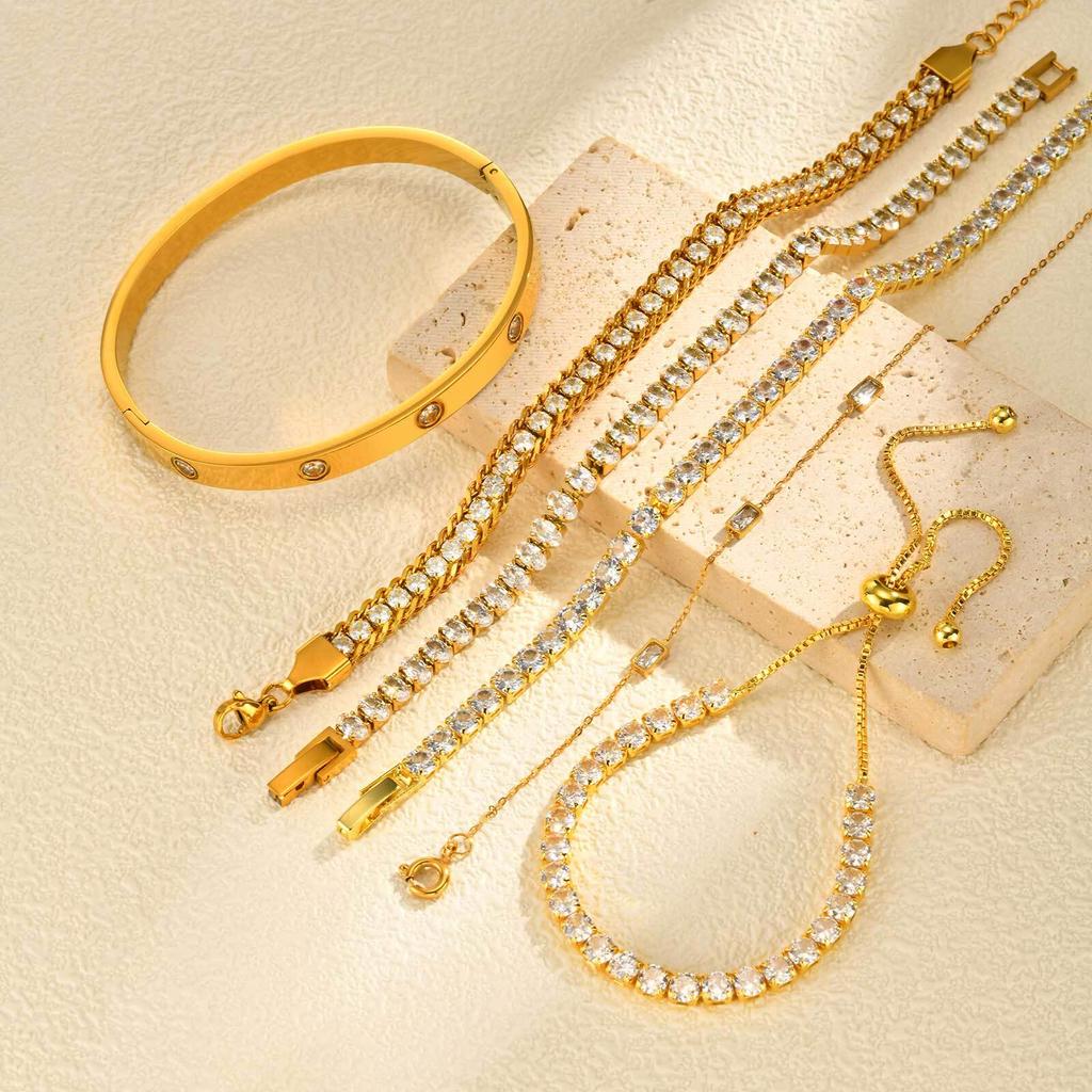Kristall CZ Armband Wasserdicht, Tennis Handketten Armbänder Für Damen, Edelstahl Großhandel Schmuck