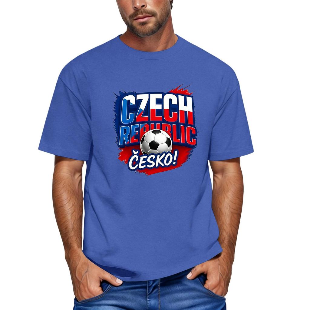 Men's Czech Republic Football Themed Short Sleeve Crew Neck T-Shirt Casual Fit Printed Top for Sports and Everyday Wear