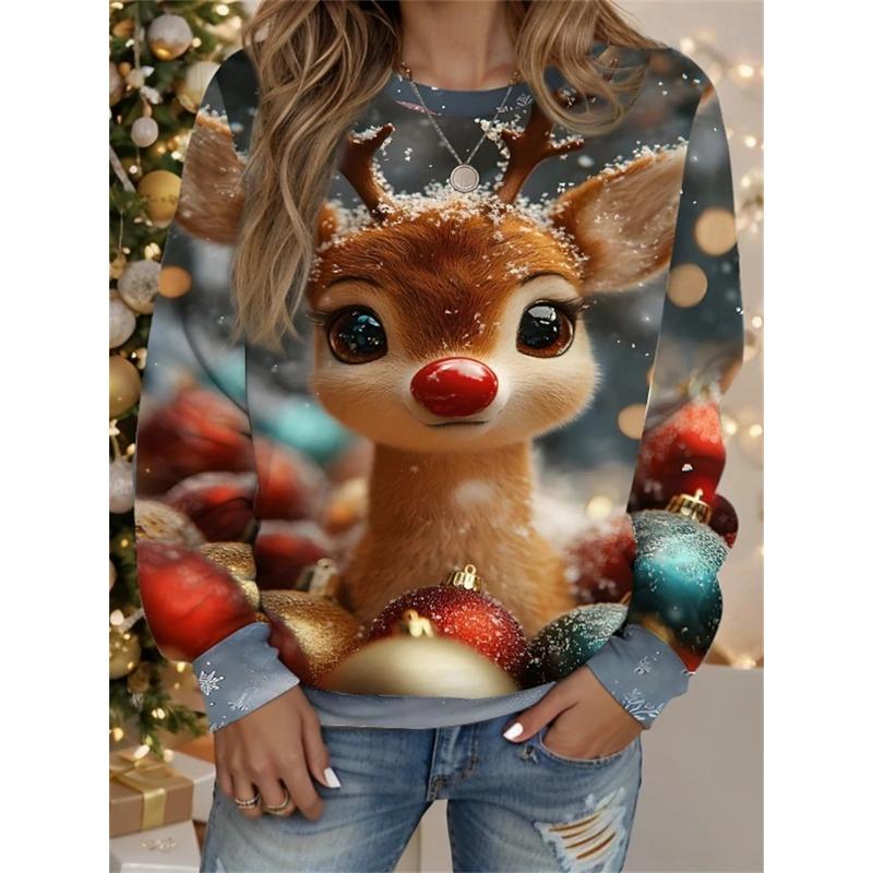 New Cute Elk 3D Printed Ugly Xmas Sweater Merry Christmas Animals Graphic Sweatshirts Reindeer Unisex Pullovers Tracksuit Tops
