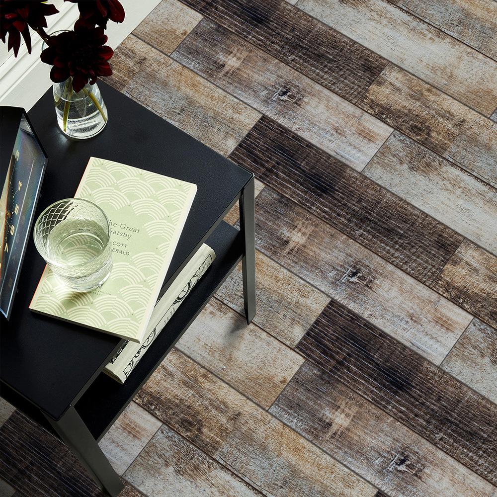 1roll 20x300cm Wood Grain Floor Stickers PVC Self-Adhesive Thickened Waterproof Wall Stickers, for Living Room Office Home Decor