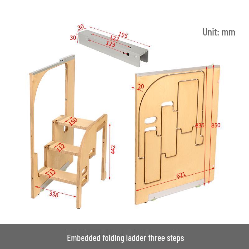 Multifunktionale zweistufige Klappleiter & Kindertrittschemel mit Stauraum