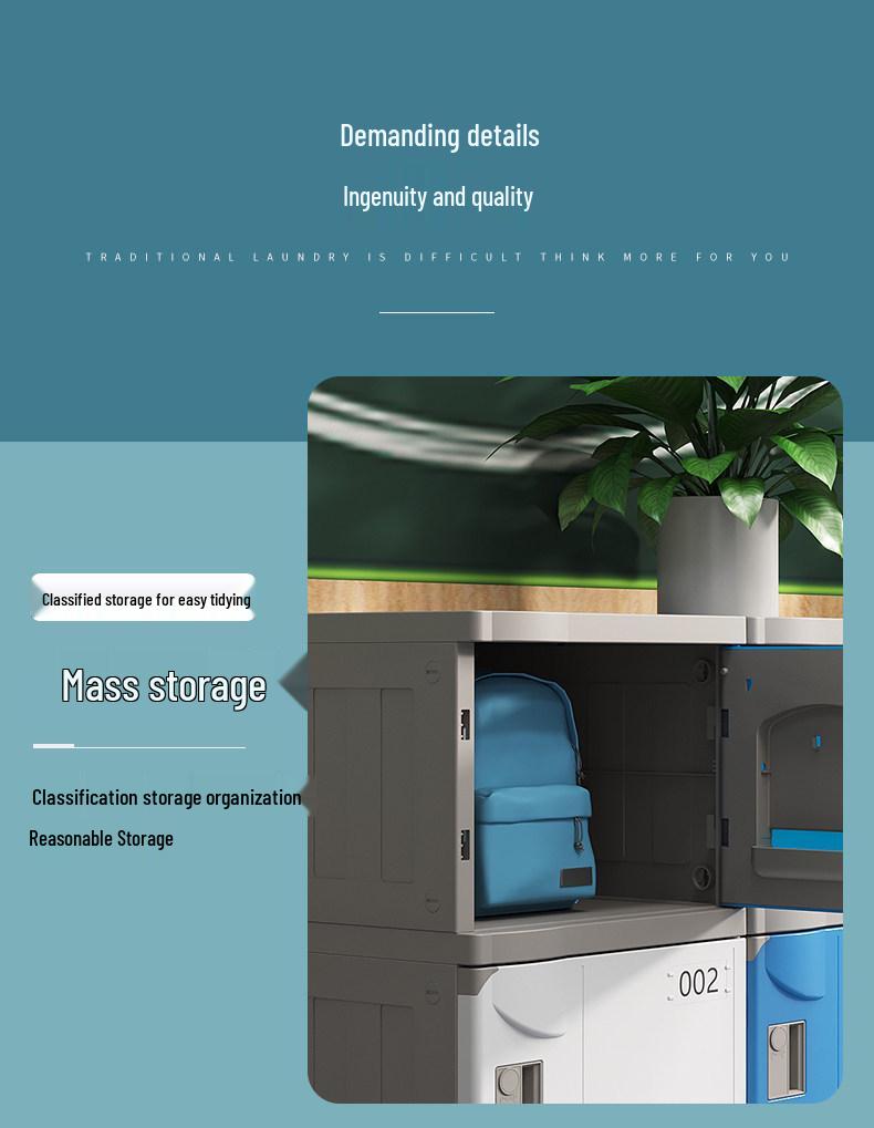 ABS Plastic Student Storage Cabinet with Fingerprint Lock, Anti-collision, Anti-mildew Features