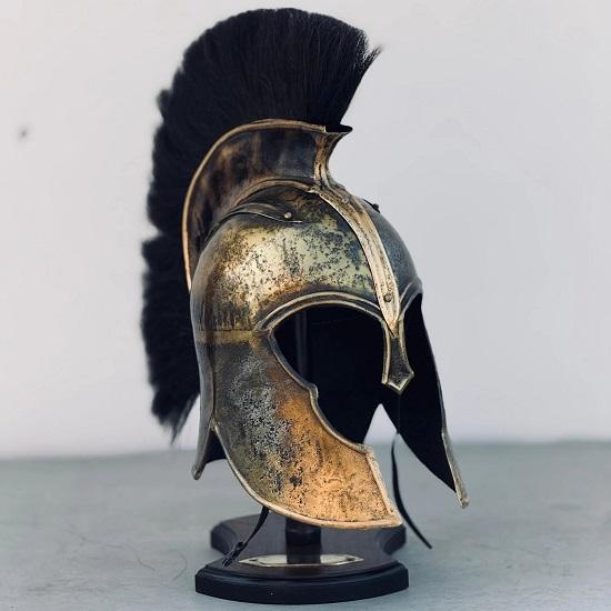 Medieval Knight Steel Authentic Troy Achilies Helmet- Greek Helmet With Wooden Stand