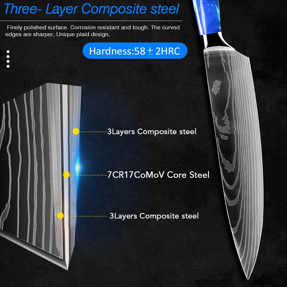 7CR17 High Carbon Stainless Steel Chef's Knife Japanese Kitchen Knife Damascus Boning Knife