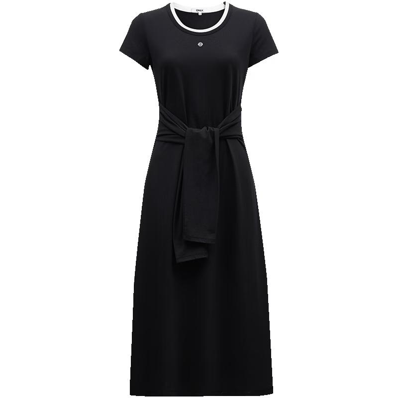 Only Women's 2025 Spring Color-Block U-Neck Faux Two-Piece Long Dress