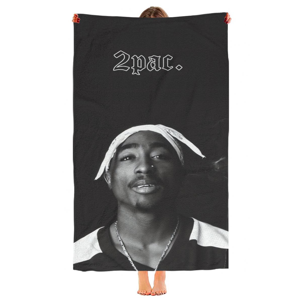 

1PC 2Pac Hip-Hop Legend Beach Towel, Quick-Dry Polyester Towel, Unisex, Rap Fan Beach Swim Camping Essential Gift W40*H60(CM)
