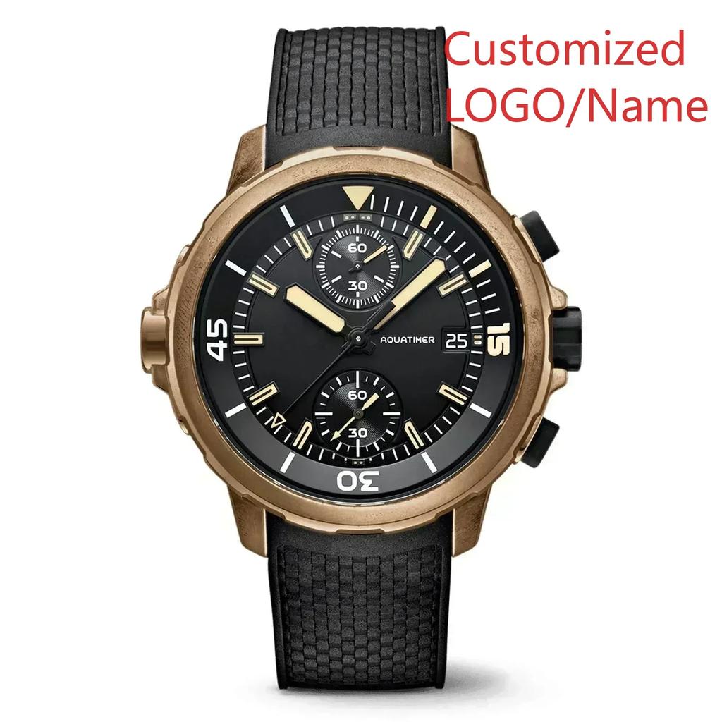 A11 Store Customized Watch   Aquatimer Special External Mens Quartz Chronograph Watch Rotating Bezel Blue Black Rubber  44mm