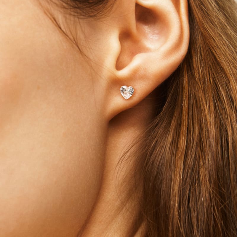 LUNNE 14k Pure Heart Stone Earrings (14k Gold) #LFE43