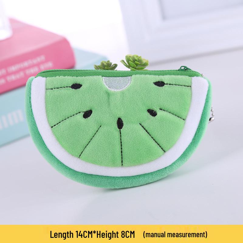 Koreaanse Cartoon Pluche Portemonneetje Sleutelhanger - Schattig Mini Watermeloen & Ananas Ontwerp