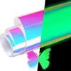 10pc Holographic Glow In Dark Adhesive Vinyl DIY Luminous Film for Birthday Gift Festival Craft Party Decor Blue To Green Effect