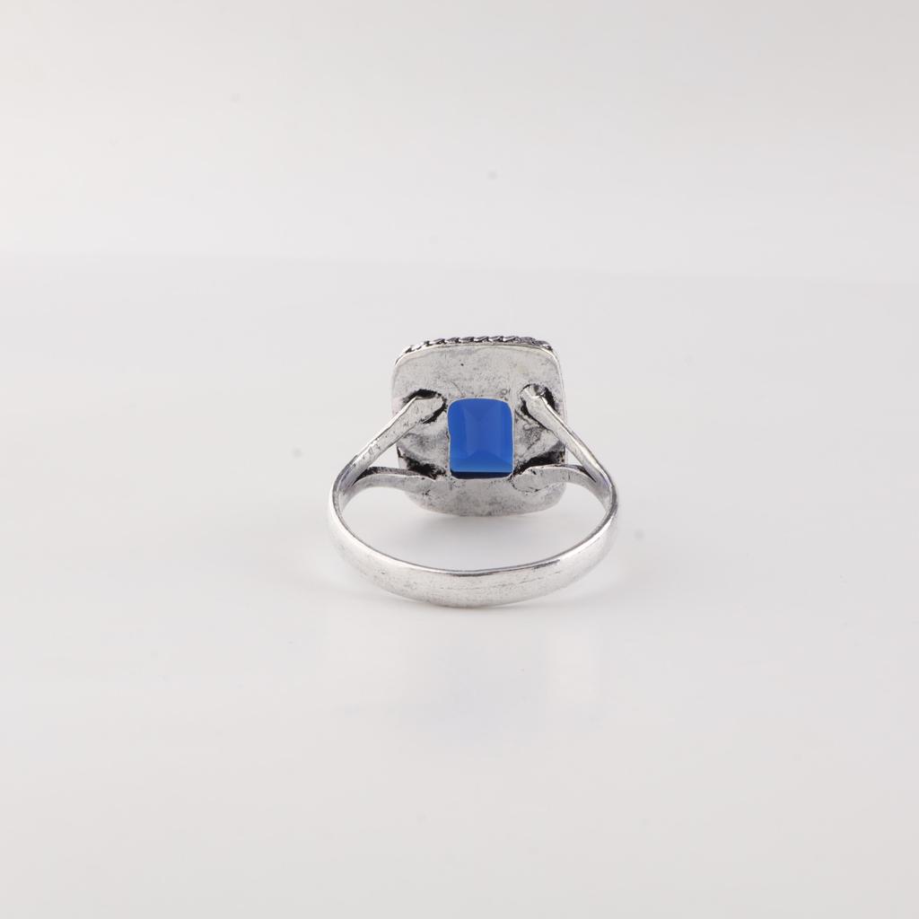 Blue Sapphire Gemstone 925 Sterling Silver Handmade Women Jewelry Designer Ring For Gift RR-71-14