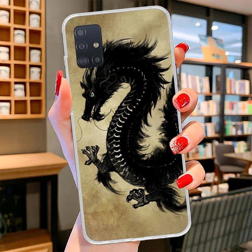 Asian Dragons Animal Tattoo Cover Phone Case For Samsung Galaxy A12 A22 A32 A52 A72 A02S Phone Case Note 20 Ultra 10 S10 Plus A5