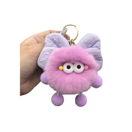 Keychain Plush Fur Bow Soft Imitation Fur Car Keychain Bags Backpacks Handbags Decorative Accessory