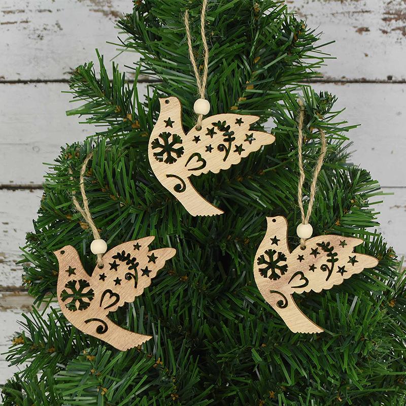 3 Stück Vintage Weihnachten Holzanhänger Ornamente DIY Holzhandwerk Weihnachtsdekorationen Weihnachtsbaum Hängeornamente Geschenke