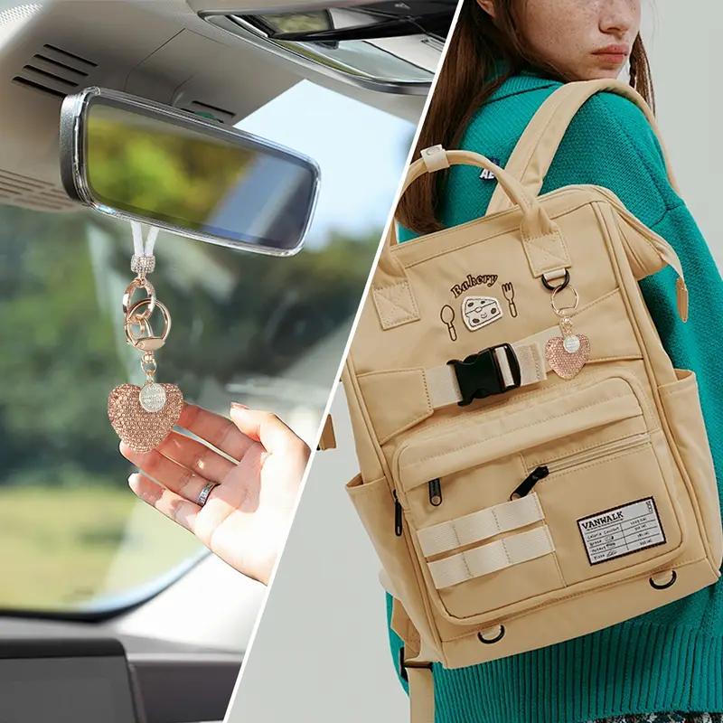 Rhinestone Keychain Heart Key Chains Peach Heart Car Keychain Women Handbag Bag Pendant Metal Crystal Keyring Accessories Gift