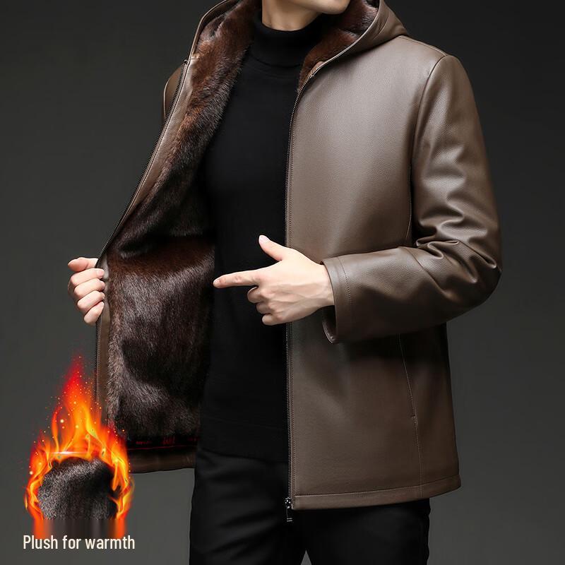 

Мужская зимняя куртка с капюшоном из искусственной кожи с меховой подкладкой 3XL (190)