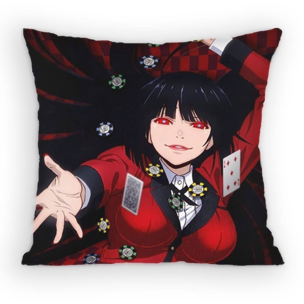 Anime KKakegurui Pillow Case Antidustmite Pillowcase Invisible zipper silky short plush Sofa cushion cover