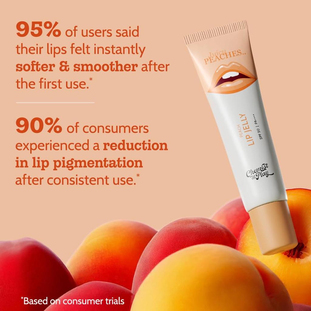 Chemist At Play Peach Tinted Lip Balm 10g with SPF 50 PA++++ for Dark, Dry, Chapped Lips, 24-Hour Moisturization