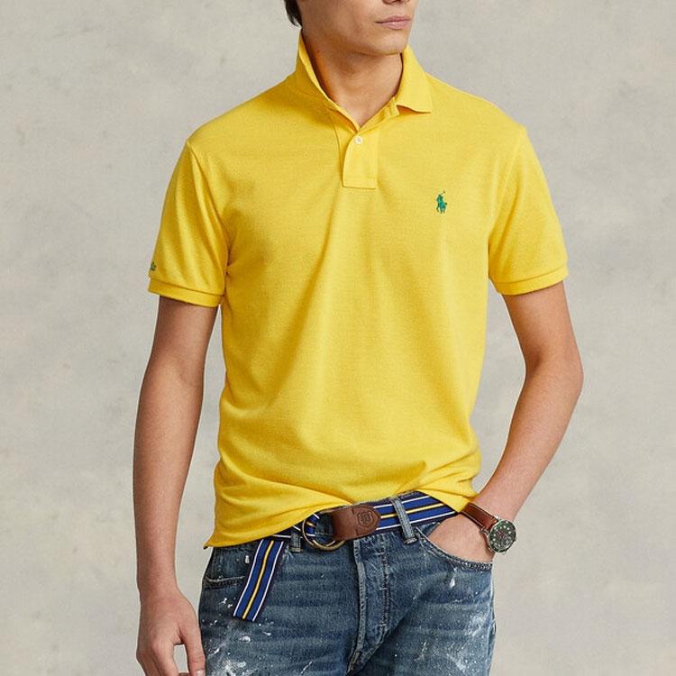 Polo Ralph Lauren Ss22 Solid Color Logo Embroidered Short Sleeve Polo Shirt Men Tops Yellow MNPOKNI1N821685-700