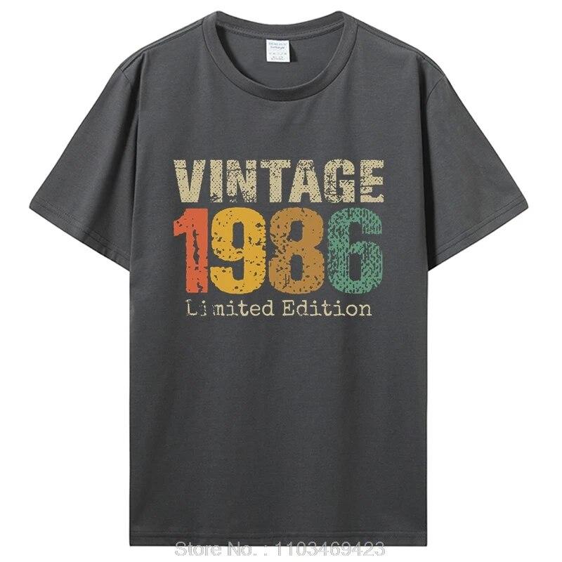 Lustiges Vintage 1986 T-Shirt Sommerstil Grafik Baumwolle T-Shirt Streetwear Geburtstagsgeschenke T-Shirt Unisex Kleidung Übergroß