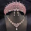 Royal Queen Champagne Tiaras and Crowns Bridal Jewelry Sets for Women Wedding Crown and necklace earrings Tiara Set Accessories