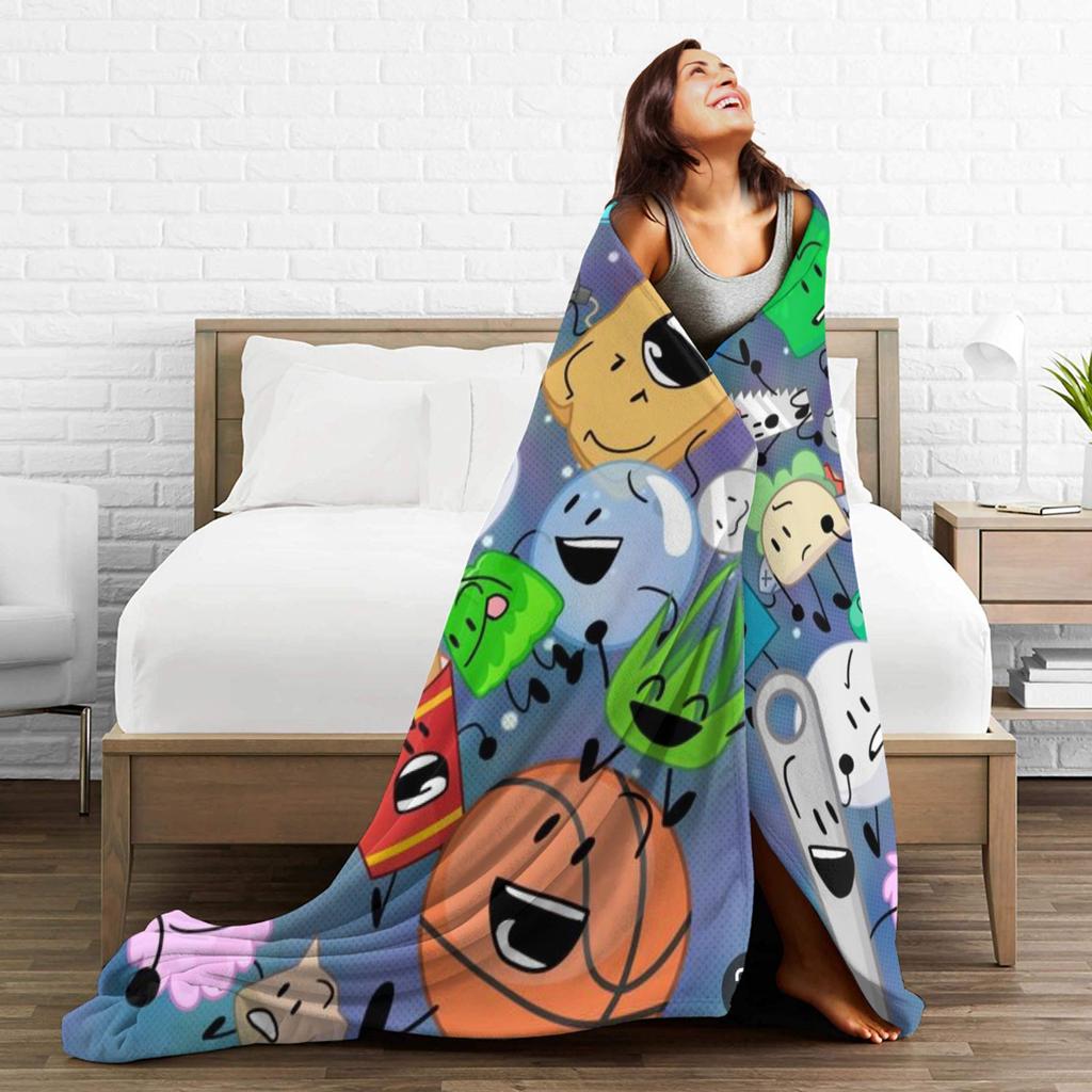 BFDI Throw Blanket Soft Novelty Blanket For Home Decor Travel Flannel Bedspread Bed Cover