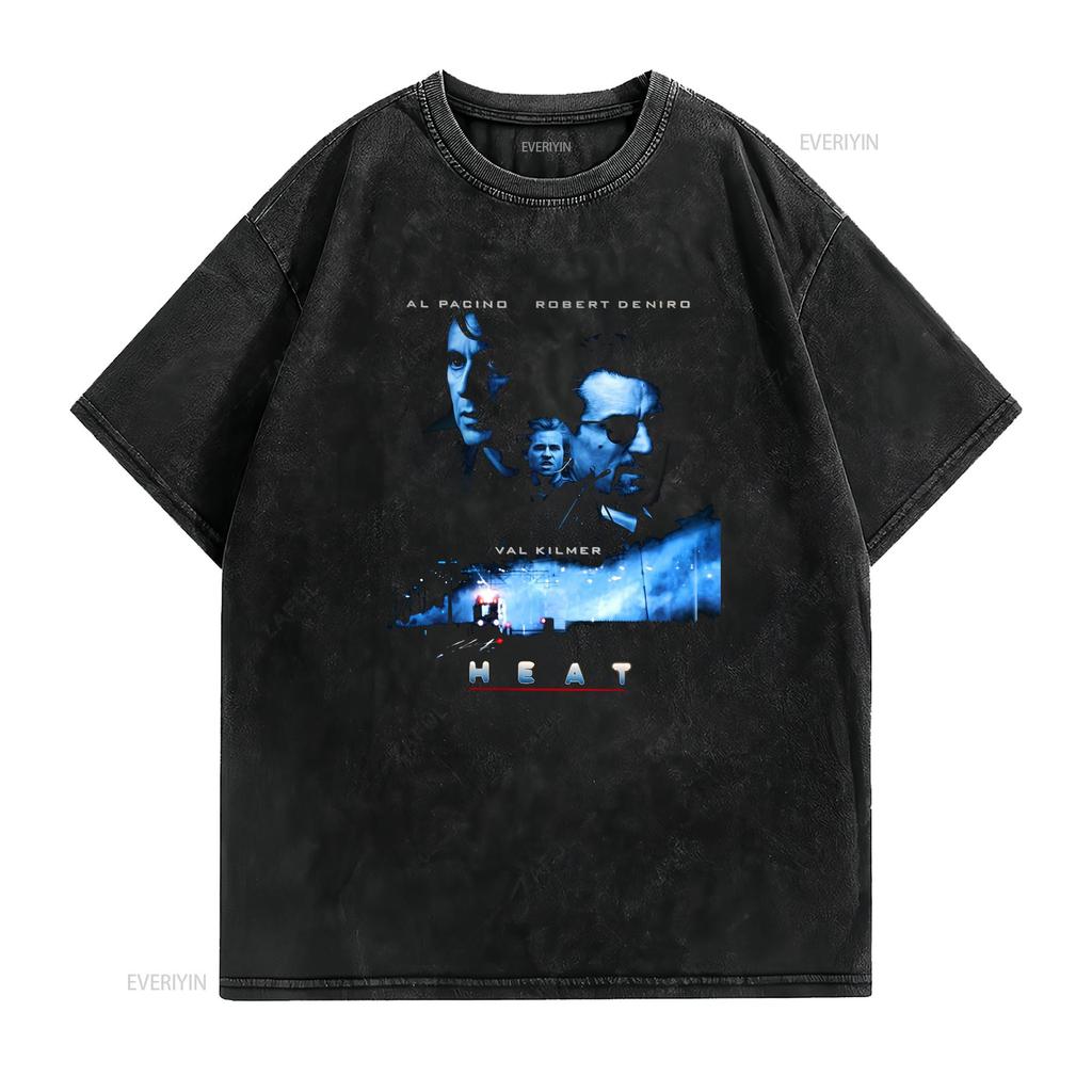HEAT Retro Action Movie Unisexs Black T Shirt Size S XL Vintage Washed Casual Breathable Unisex Fashion Graphic Streetwear