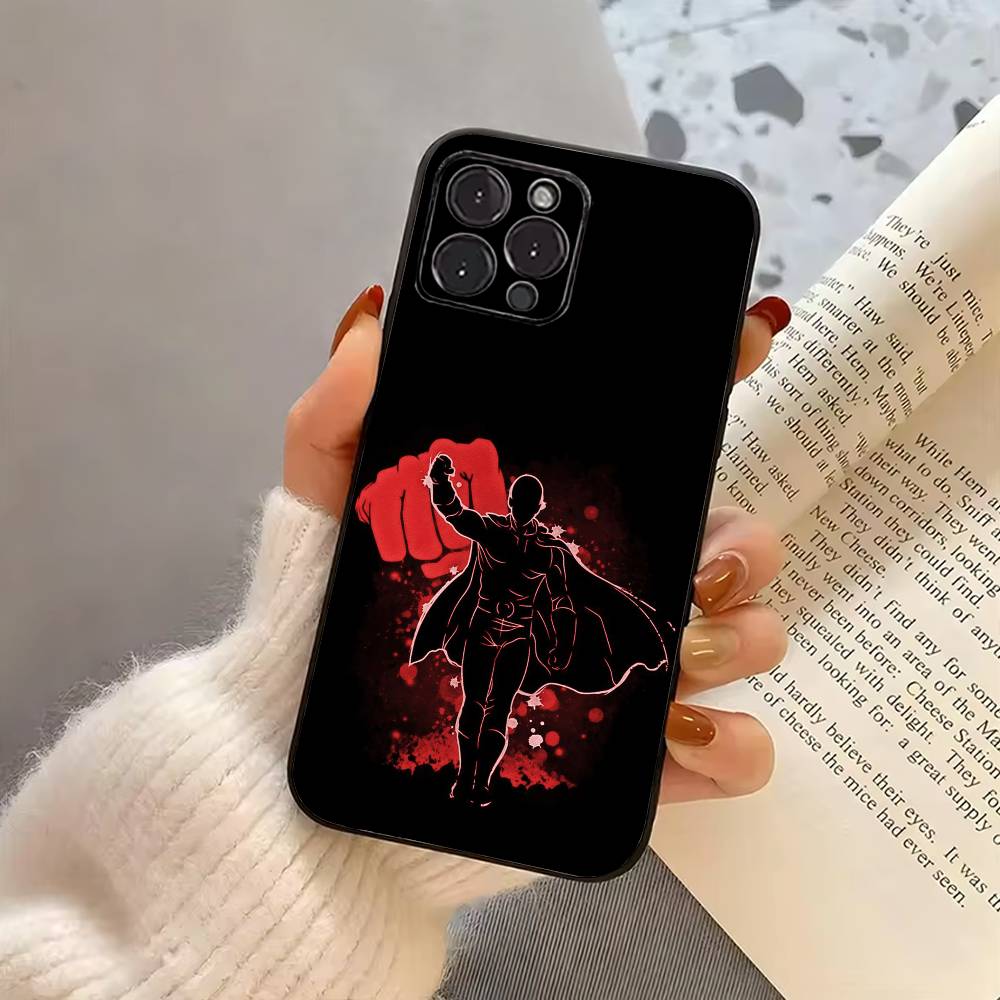 O-One P-Punch Man-OPM Phone Case For iPhone 17, 16,15,14,13,12,11 Plus,Pro Max, Others Soft Black Cover